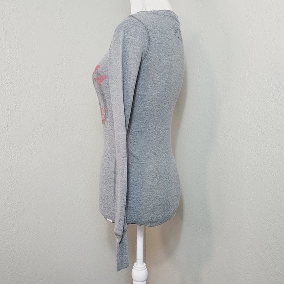 PINK X-Small Gray Collegiate OU Sooners Thermal Stretch Long Sleeve Shirt - Picture 2 of 9